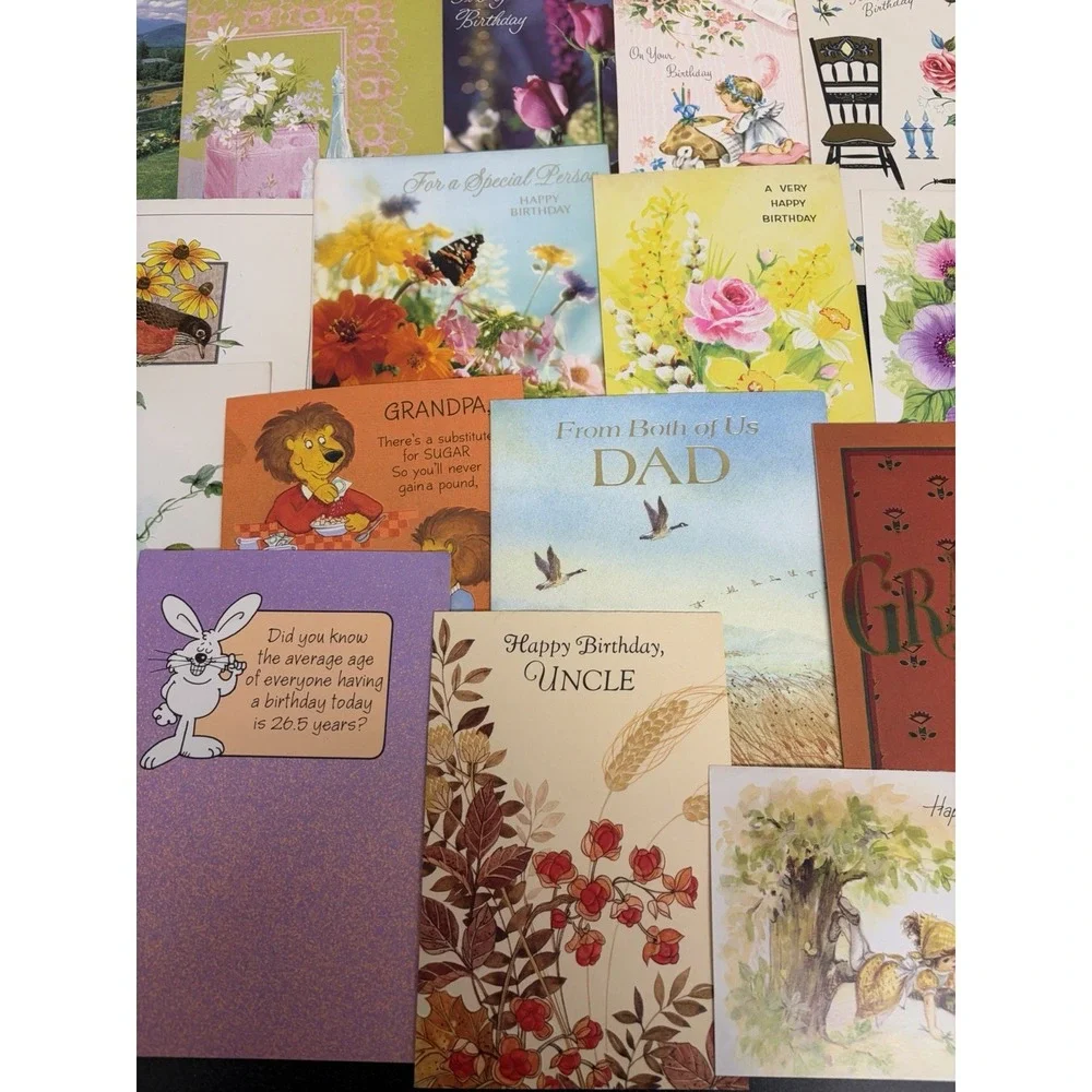 Vintage Birthday Cards Some Fronts ONLY Scrapbooking Crafts Decoupage Lot of 50+